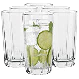 Juego de vasos de agua Vasos de cóctel de cristal modernos Jugo Bebida larga Vaso alto Cóctel Vaso alto Vasos de cristal transparentes altos |  Colección Gina |  340ML |  Juego de 6 piezas